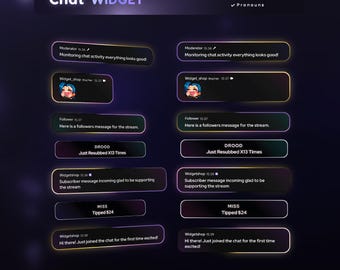 Glowy Neon Twitch Chat und Tor Widget - Transparentes Glow Theme - Stream Overlay (Digitaler Download)