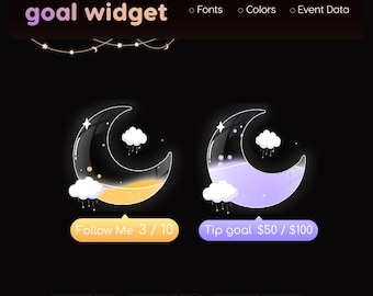 Moon Cloud Goal Widget | Twitch Streamlabs StreamElements Sub Follower Donation Tracker | VTuber Streamer