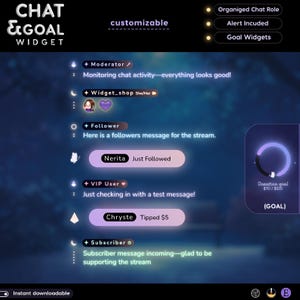 Neon Moon Glow Chat Widget | Twitch StreamElements Animerad Chat Goal Overlay | Celestial VTuber Streamer