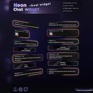 Saber Neon Chat Widget | Twitch StreamElements Animated Glow Chat Goal Overlay | VTuber Streamer OBS