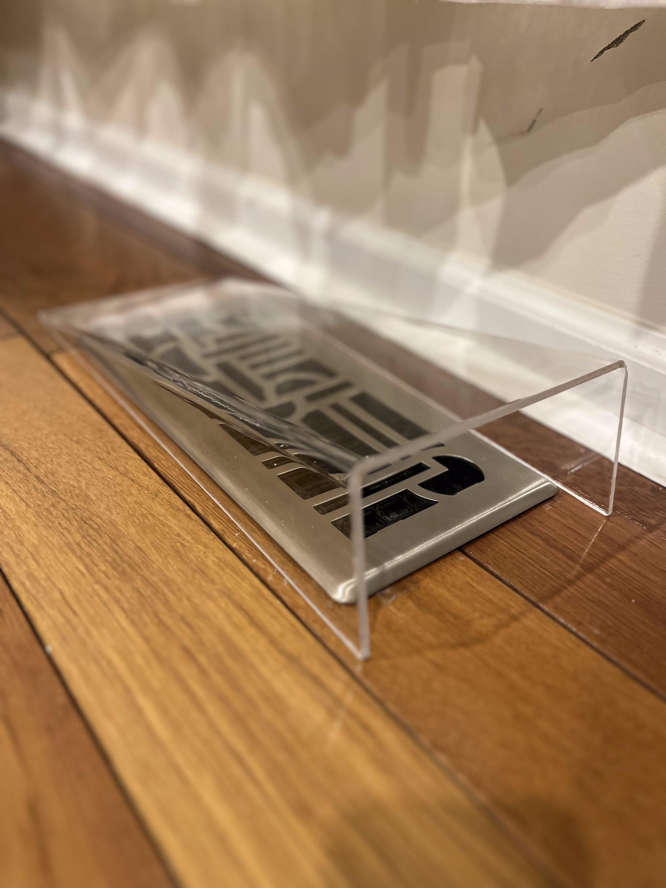 Modern Floor Register Vent Acrylic Air Deflector - Side Opening - Basic - Bracket for Screw Mount (2 Pack)