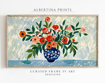 Arte de TV con marco floral de Matisse: Pintura gouache colorida (descarga digital)