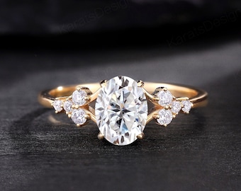 14k Gold Oval Lab Diamond Engagement Ring 1CT IGI Certified Diamond Bridal Ring Handmade Wedding Jewelry for Women Anniversary Gift