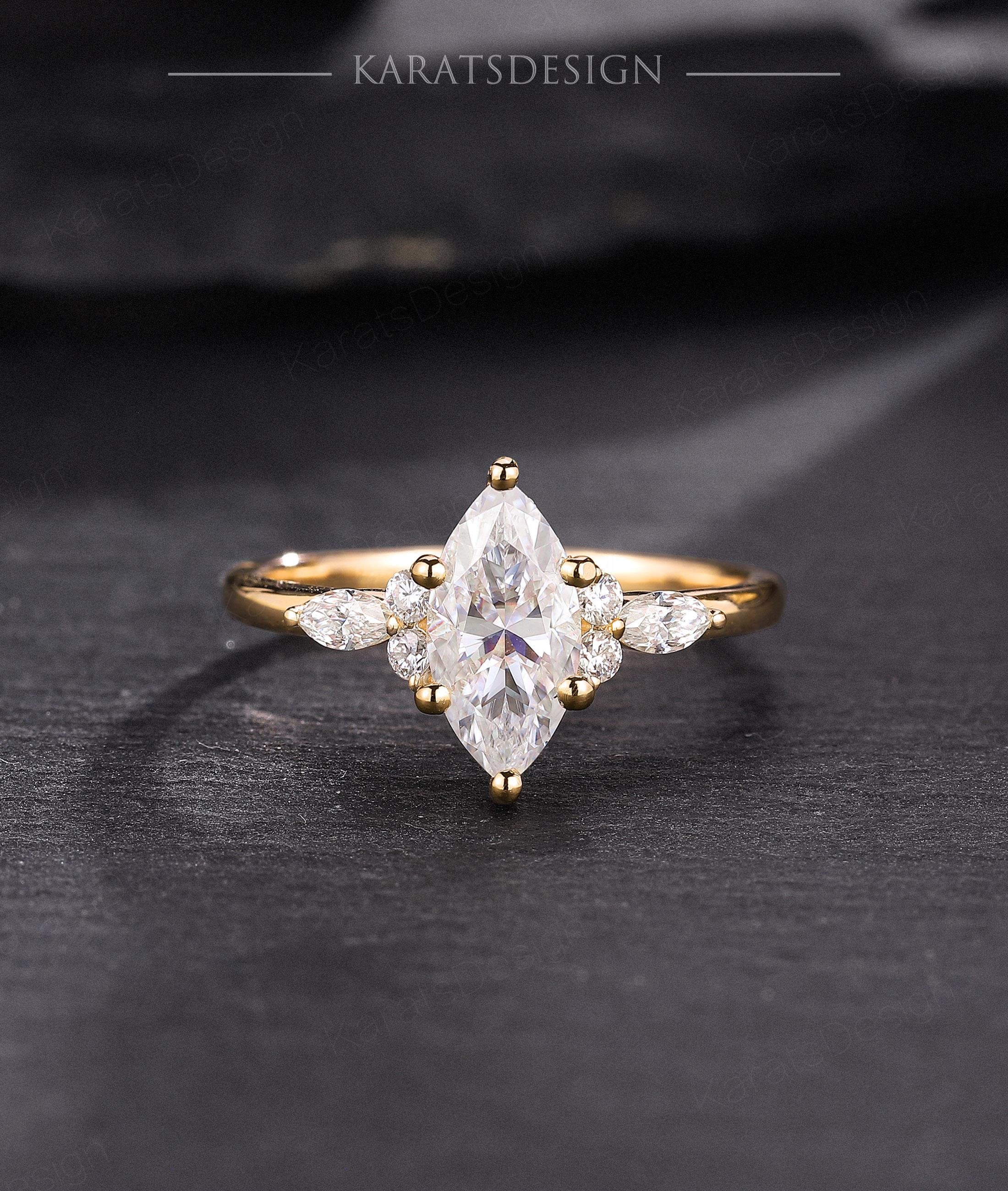 2.23 TW Moissanite Marquise Cut Solitär Verlobungsring Euro