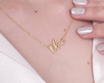 Custom Name Plate Necklace/Dainty Necklace/Personalized Necklace/Gift For Her/Chritmas Gift/Gold Jewelry/Minimalist Jewelry/Custom Necklace
