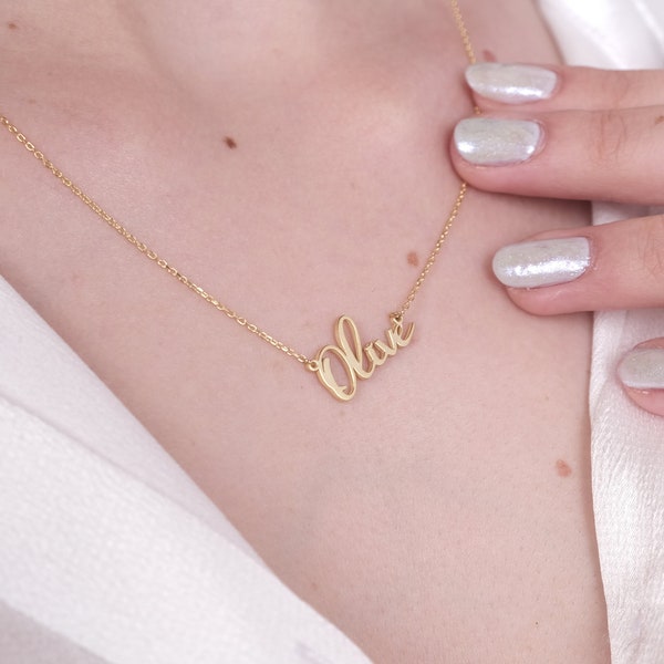 Custom Name Plate Necklace/Dainty Necklace/Personalized Necklace/Gift For Her/Chritmas Gift/Gold Jewelry/Minimalist Jewelry/Custom Necklace