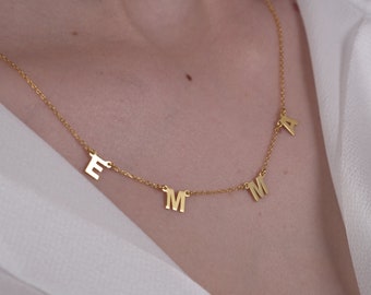 14K Gold Plated Dainty Letter Necklace/Gold Necklace/Letter Necklace/Handmade Jewelry/Silver Jewelry/Gift For Her/Valentines Gift/Chritmas