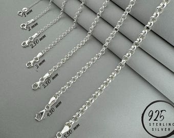 925 Sterling silver chain, Rolo chain, Unisex chain, Dainty jewelry, Handmade silver chain, Gift chain, Chain for pendant, Turkey chain
