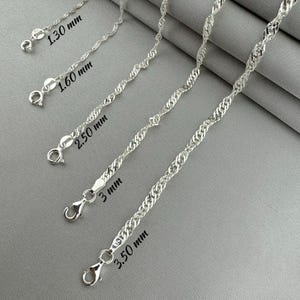 Silver chain necklace, 925 sterling silver chain, Chain for pendant, Silver jewelry, Gift chain,  Boho silver chain, Singapore silver chain
