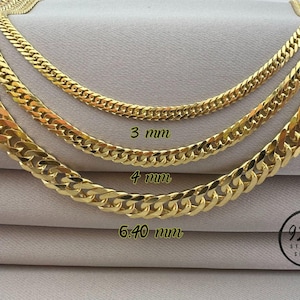 14k Gold Plated Curb Chain Necklace, Thick Curb Chain, Thin Cuban Link Bracelet For Men, Simple Gold Chain, Gold Chain Necklace for Women