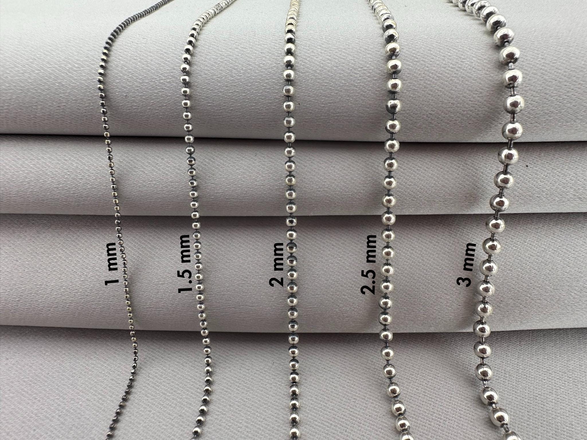925 Sterling Silver Chain, Solid Silver Jewelry, Ball Bead