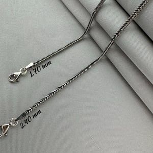 Solid 925 Sterling Silver, Foxtail Silver Chain, Oxidized Men Necklace, Handmade Unisex Jewelry, High-Quality Silver Chain, Silver Jewelry