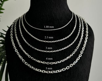 Silver Chain, 925 Sterling, Cable Chain, Silver necklace, Silver accessory, Handmade silver jewelry, Chain for pendant, Turkish Chain, Force