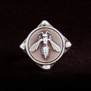 Sterling Silver Wasp ring made from antique vintage button