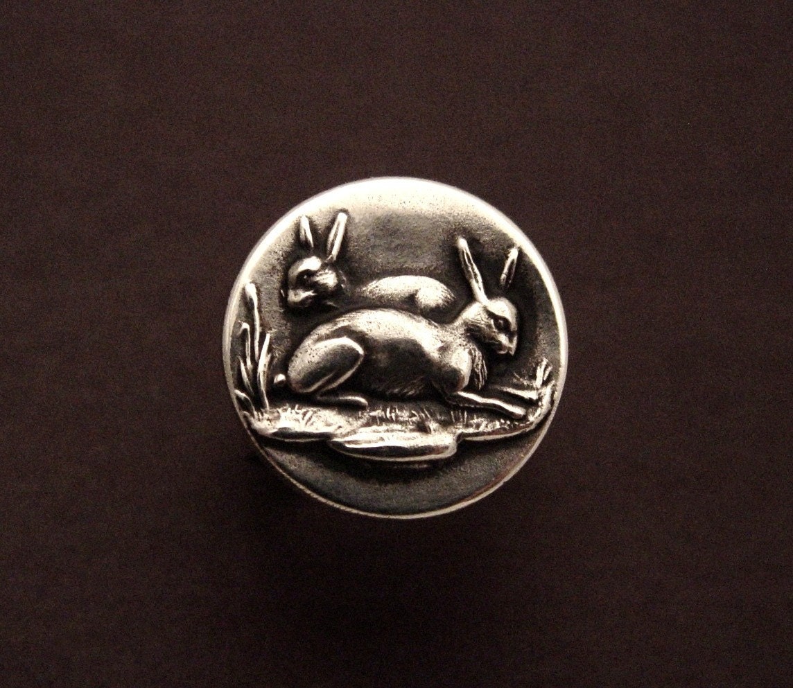 Sterling Silver Two Rabbits ring made from antique vintage Etsy