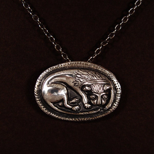 MEDIEVAL style Sterling Lion Pendant