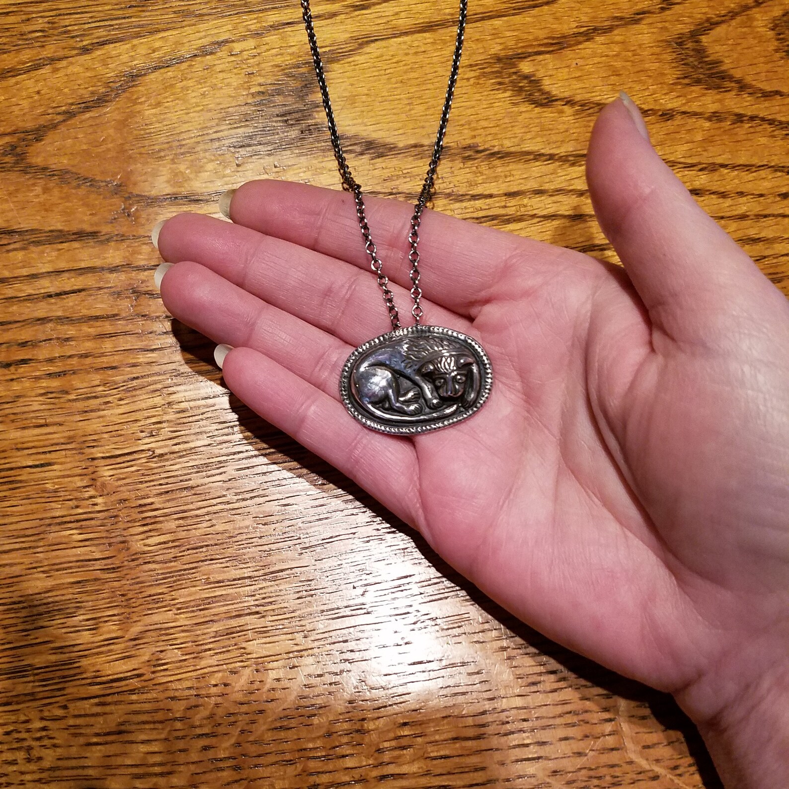 Sterling Silver Medieval Money Talisman Pendant - Wealth & Success Symbol Necklace - View #8