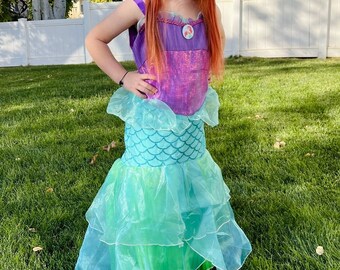 Mädchen-Prinzessin-Kostümkleid im Stil der kleinen Meerjungfrau