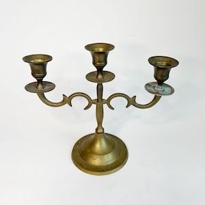 Vintage Brass triple arm gothic Candelabra