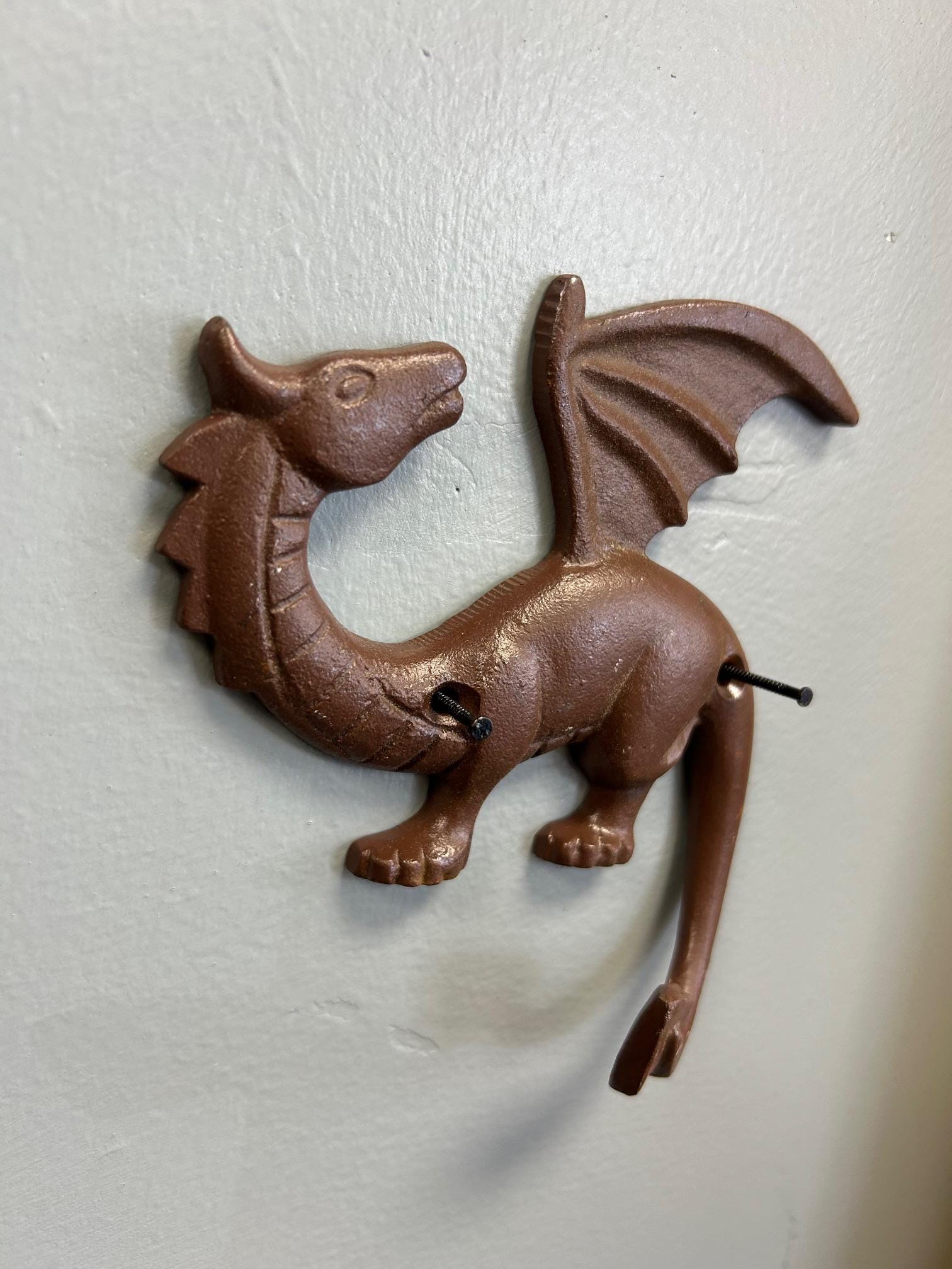 Vintage Cast Iron Dragon Wall Hook Gothic Dragon Coat Hook Fantasy ...