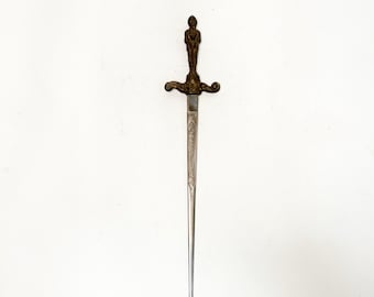Antique Knight Sword Letter Opener, Medieval Brass Hilt Letter Opener, Decorative Dagger Desk Accessory, Renaissance Office Decor