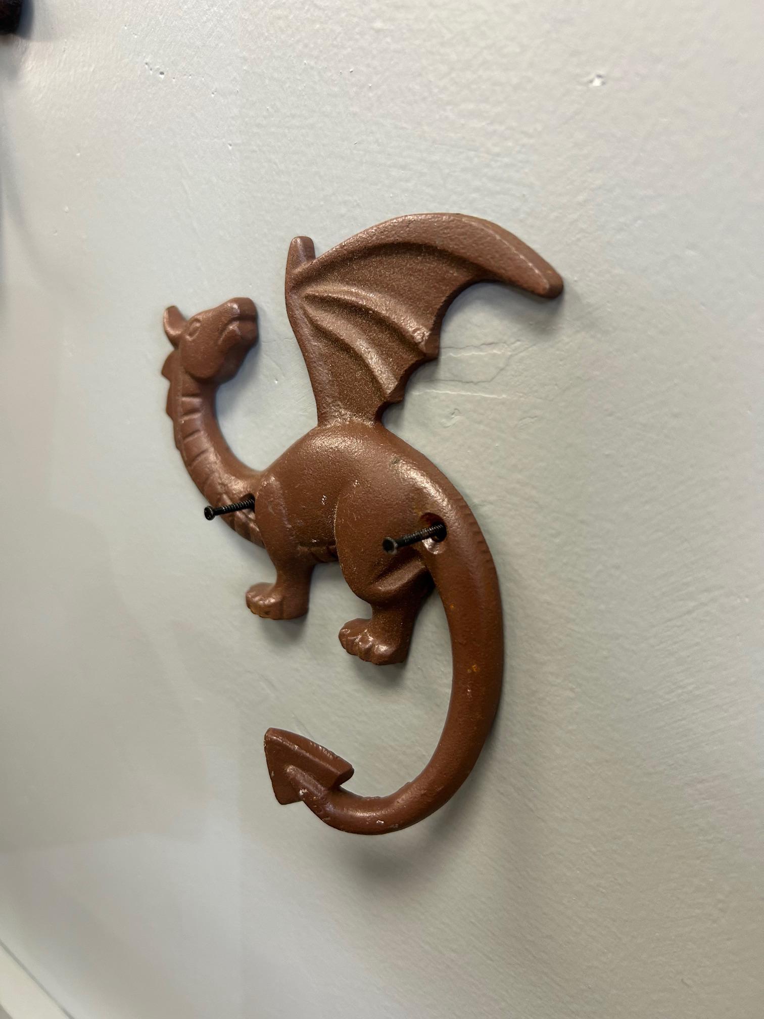 Vintage Cast Iron Dragon Wall Hook Gothic Dragon Coat Hook Fantasy ...