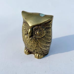 Brass Owl Figurine,  Brass Animals, Brass Owl , Mid Century Modern, Brass Paperweights, Vintage