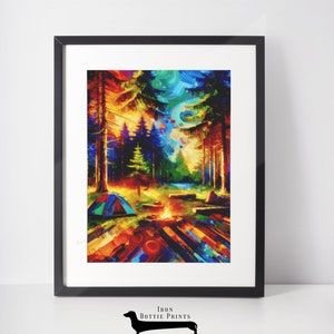 Colorful Camping Printable Wall Art, Camping Décor, Adventure Nursery, Camping Instant Download, Forest Art Print, Nature Lover Gift