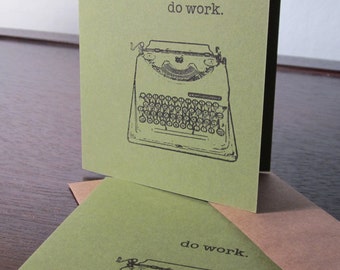 Do Work - Green 6-Pack Gocco Screen-Printed Greeting Cards