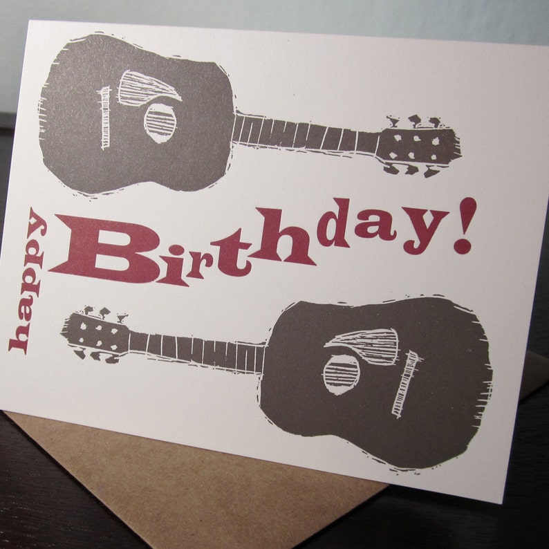 Birthday Guitars Letterpress Printed Birthday Card image 5