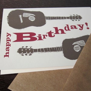 Birthday Guitars Letterpress Printed Birthday Card image 4