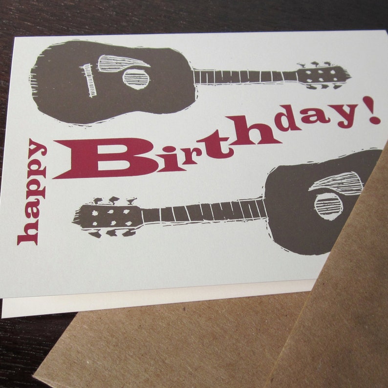 Birthday Guitars Letterpress Printed Birthday Card image 4