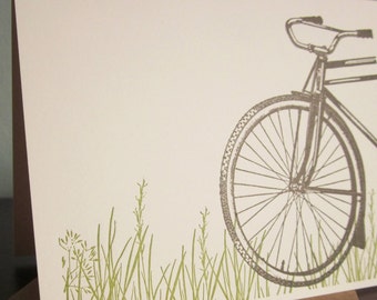 Bike In Grass - 24-Pack Letterpress Printed Greeting Cards