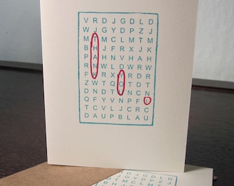 Word Search Thank You 12-Pack - Gocco Screen-Printed Cards