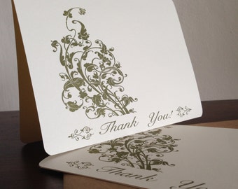 Filigree Thank You Cards, Screen Printed 6-Pack Greeting Cards