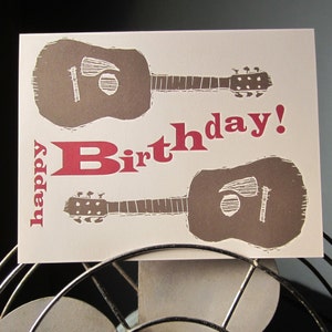 Birthday Guitars Letterpress Printed Birthday Card image 2