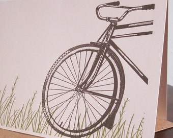 Bike In Grass - Carte de vœux imprimée typographique