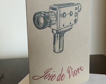 Joie de Vivre Camera - Carte de vœux Gocco Cinéma sérigraphié