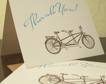 Tandem Bike Cartes de remerciement - 6-Pack Gocco Letterpress Cards