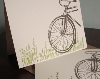 Bike In Grass - 12 paquets de cartes de vœux imprimées typographiques
