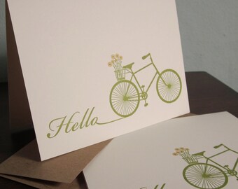 Hello Bike - 12-Pack Gocco Letterpress Printed Card