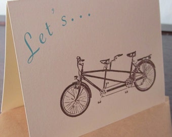 Let's Tandem Bike- Gocco Screen-Printed Invitation Card