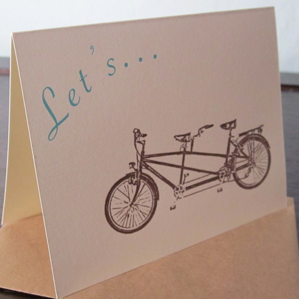 Let’s Tandem Bike- Carte d’invitation sérigraphiée Gocco