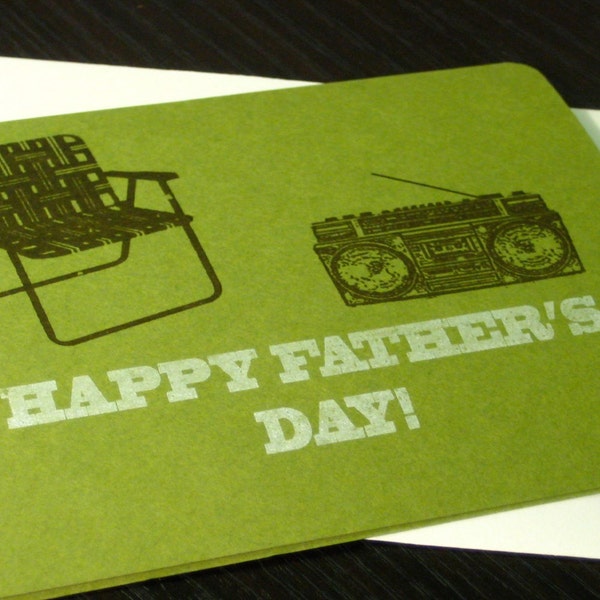 Happy Father's Day Lawn Chair - Dark Green Gocco Printed Card