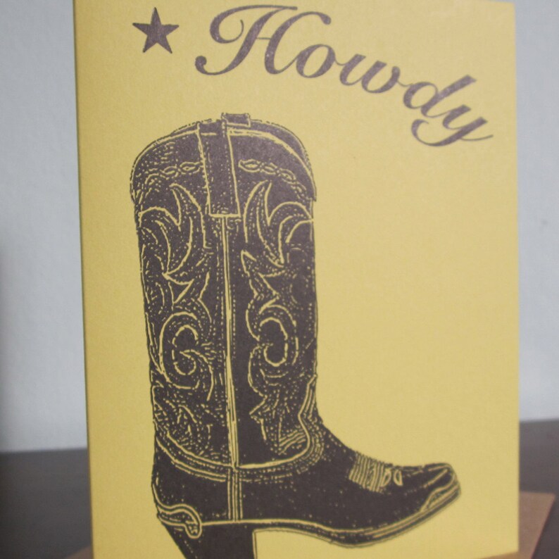 Howdy Cowboy Boot VENTE Gocco Carte dart occidental sérigraphiée image 4