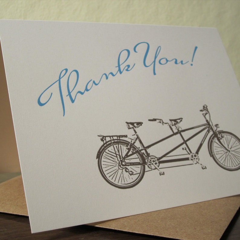 Tandem Bike Thank You Letterpress Card image 1
