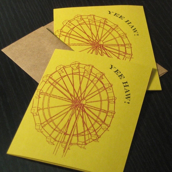 Yee Haw Ferris Wheel - 5-Pack Gocco Screen-Printed Card