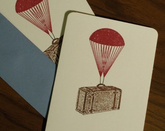 Parachute Suitcase - 50-Pack Gocco Screen-Printed Cards