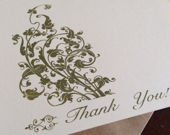 Filigree Thank You Cards, Screen Printed Greeting Card