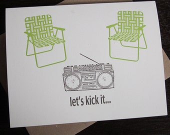 Let's Kick It - Letterpress Carte d'art imprimé